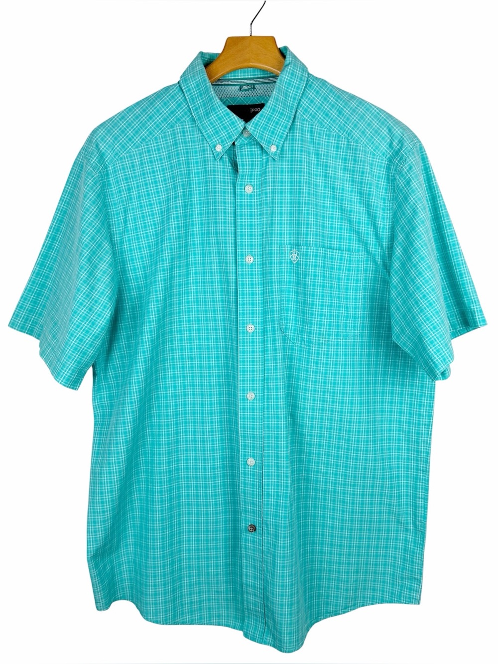 Ariat Pro Series Turquoise Plaid Button Up Short Sleeve Shirt